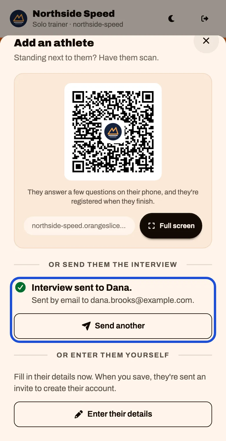 A confirmation that the interview was sent