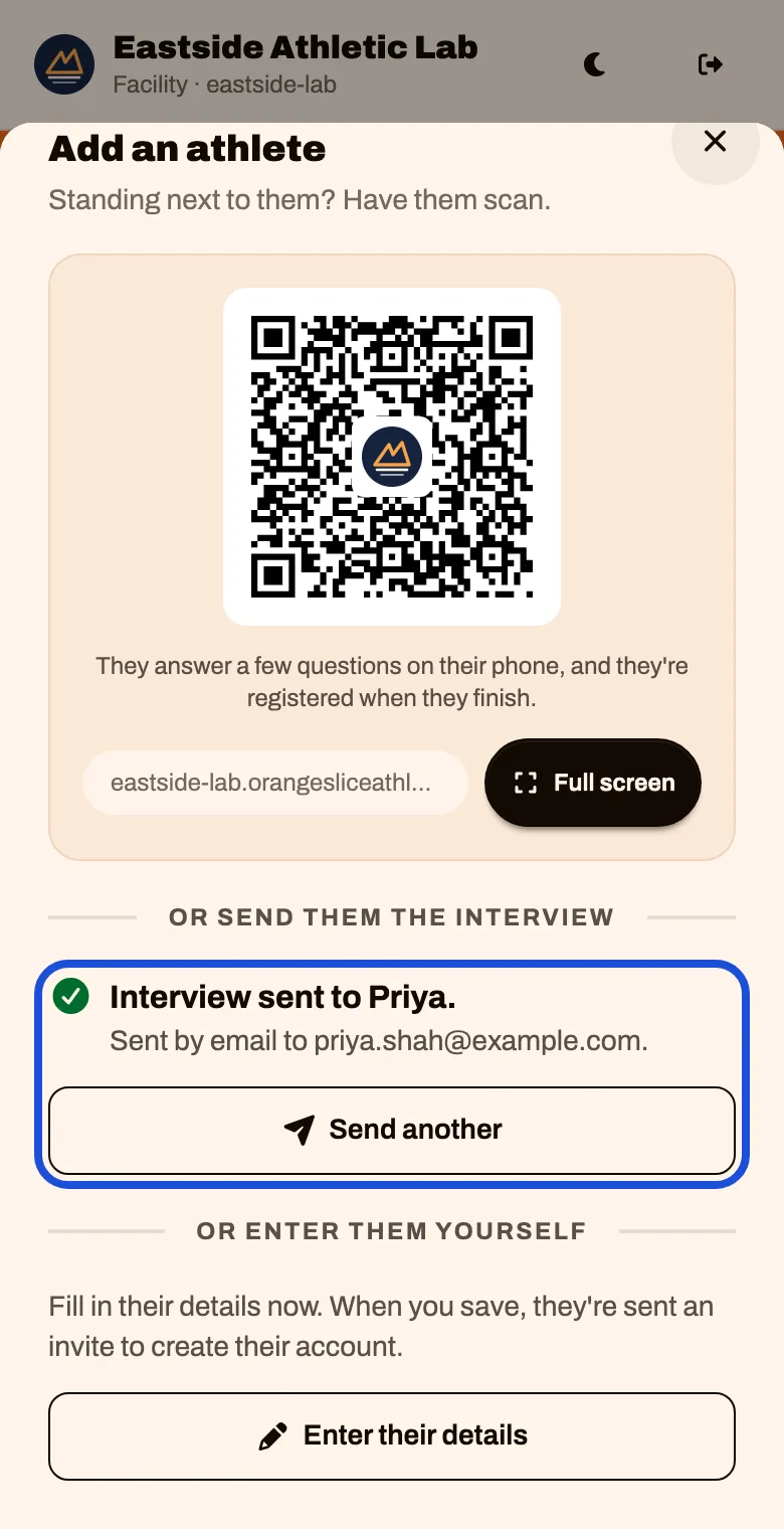 A confirmation that the interview was sent