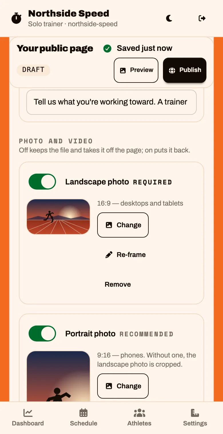 The landscape photo in place, with the portrait photo below it