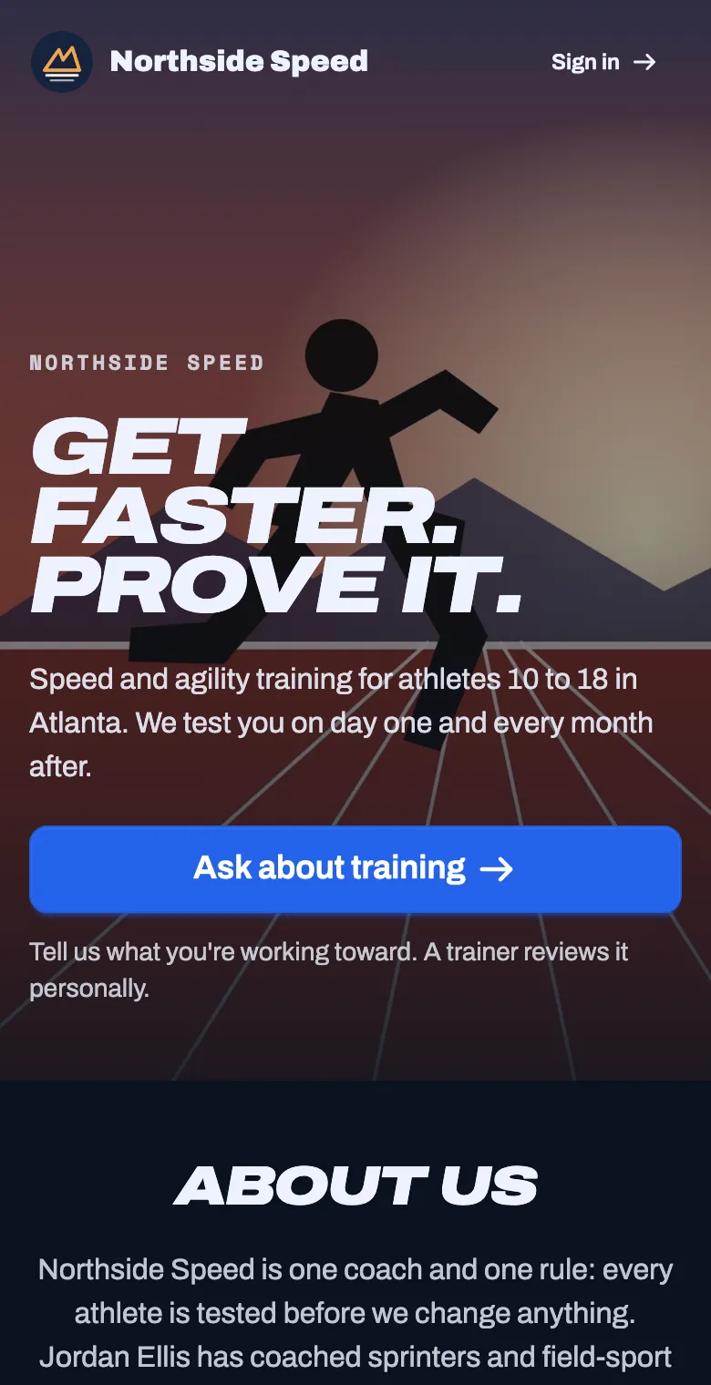 A public page with an Ask about training button