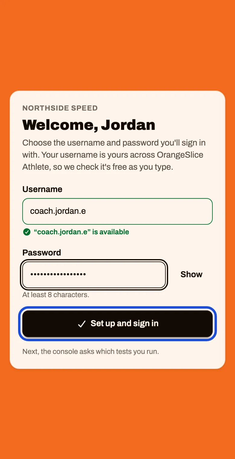 The Welcome page filled in, with a green available message under the username